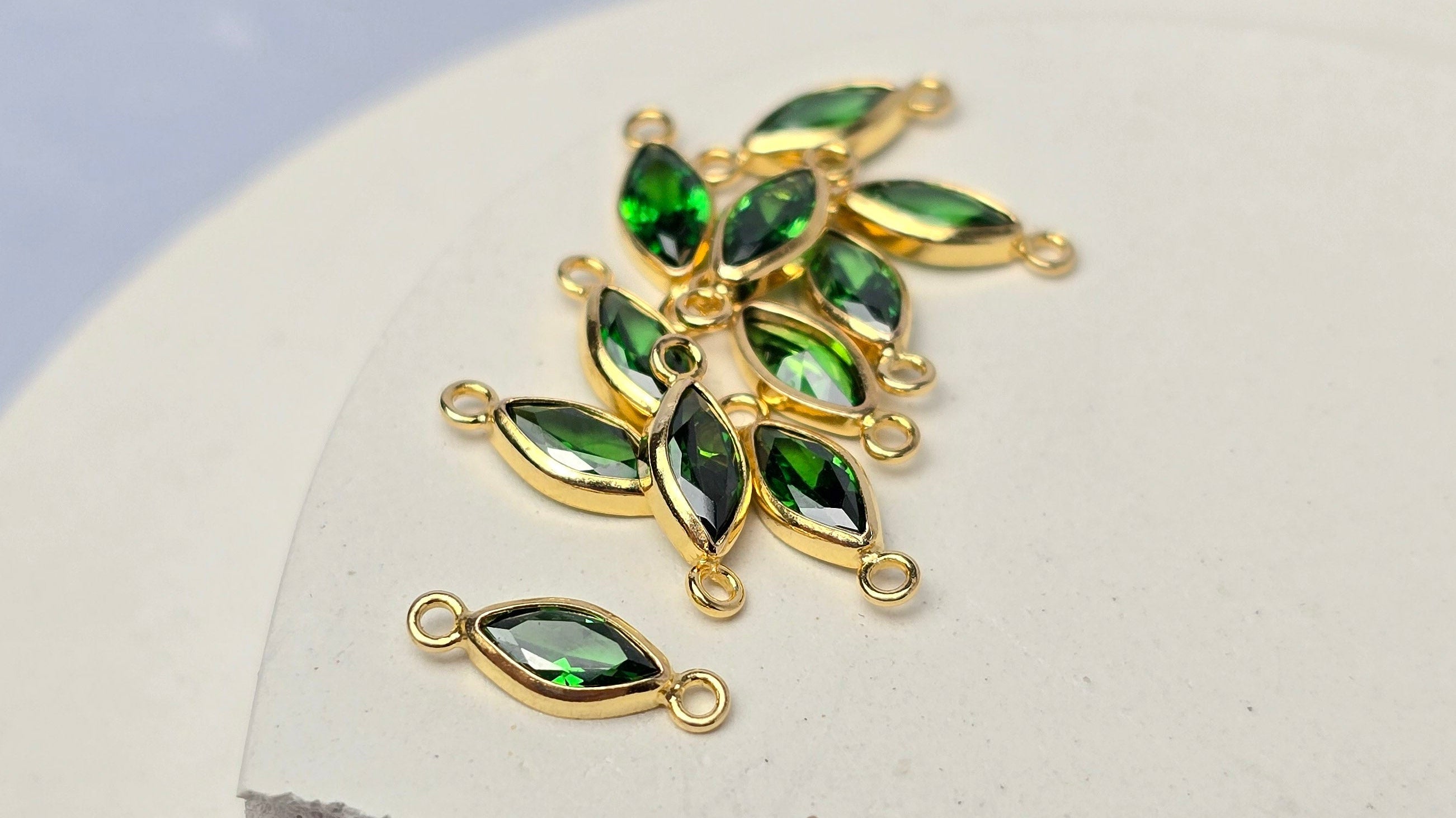 Marquise Emerald Birthstone Connector