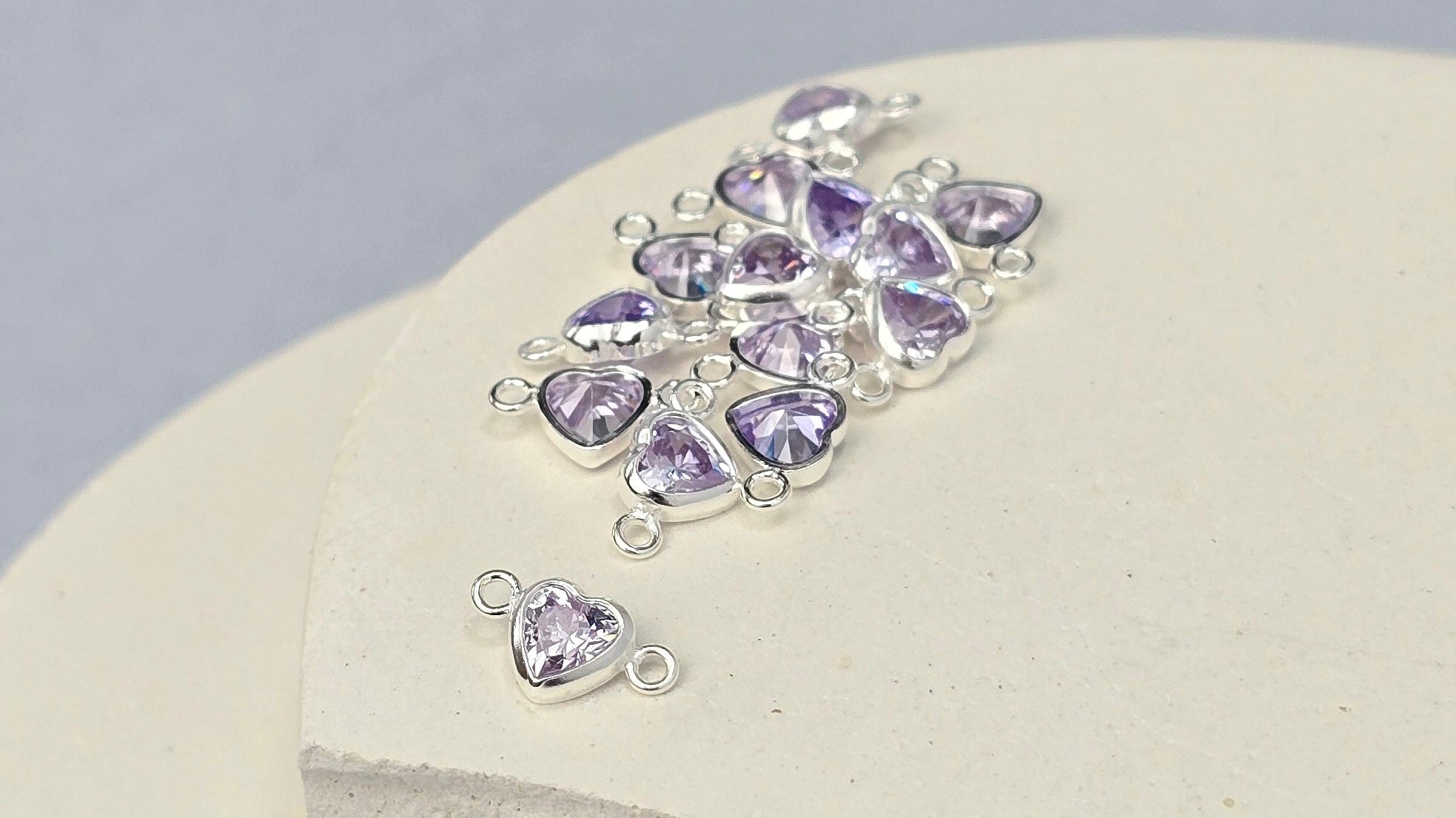 4mm Alexandrite Heart Birthstone Connector Charm