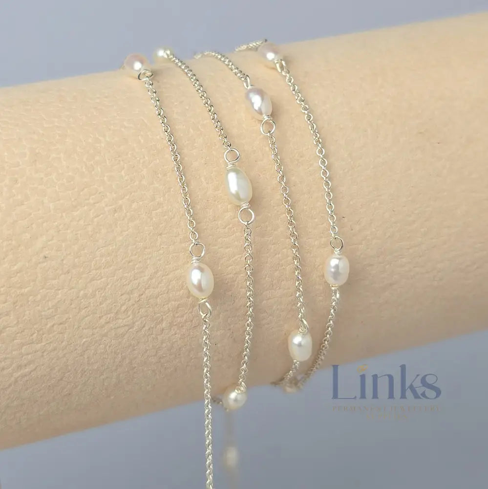 1.2mm Freshwater Pearl Chain - 925 Sterling Silver & 14k Gold Filled