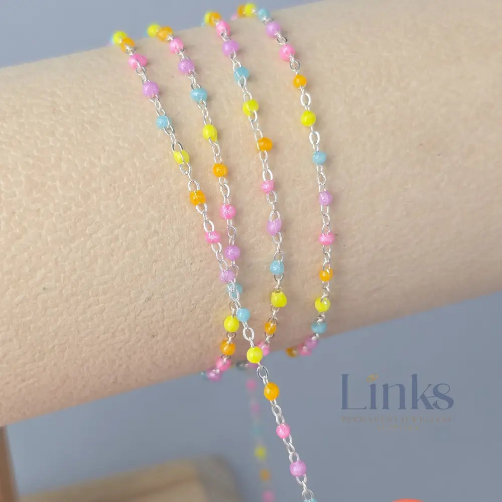 1.5mm Candy Enamel Flat Cable Chain - 925 Sterling Silver & 14k Gold Filled