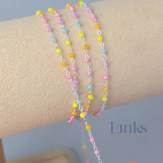 1.5mm Candy Enamel Flat Cable Chain - 925 Sterling Silver & 14k Gold Filled