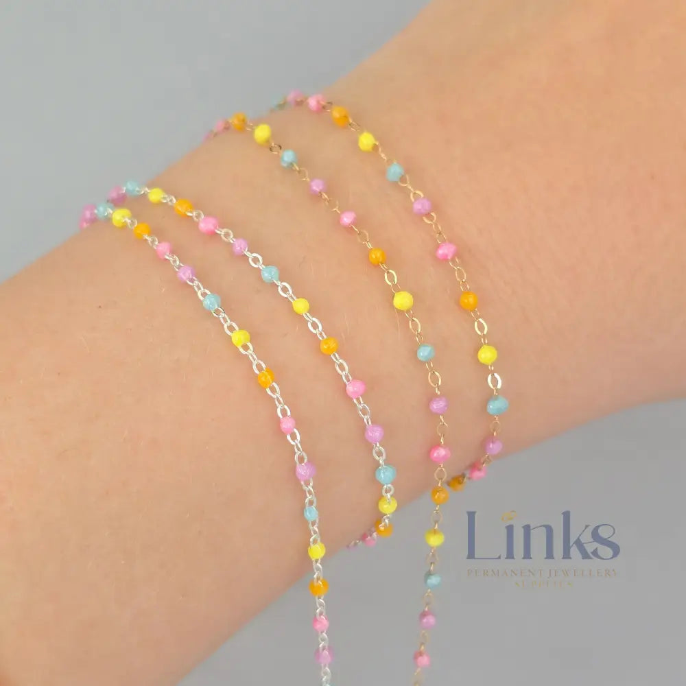 1.5mm Candy Enamel Flat Cable Chain - 925 Sterling Silver & 14k Gold Filled