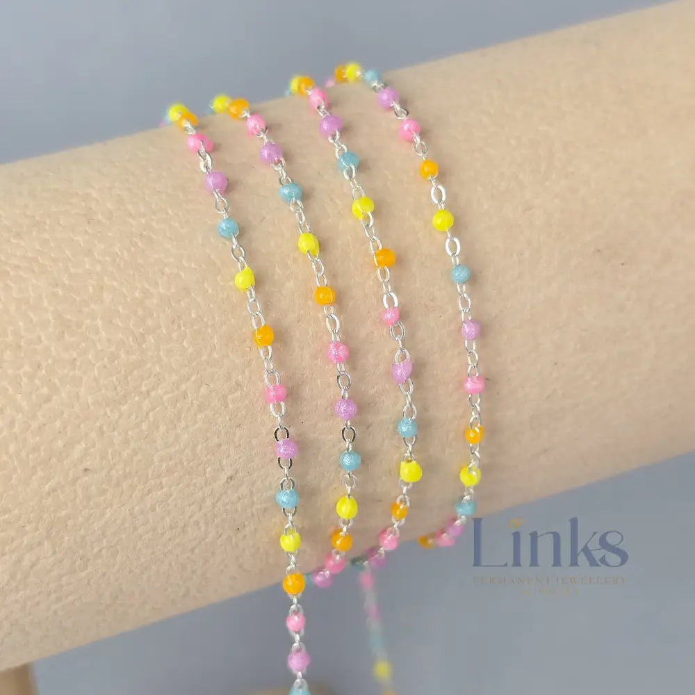 1.5mm Candy Enamel Flat Cable Chain - 925 Sterling Silver & 14k Gold Filled