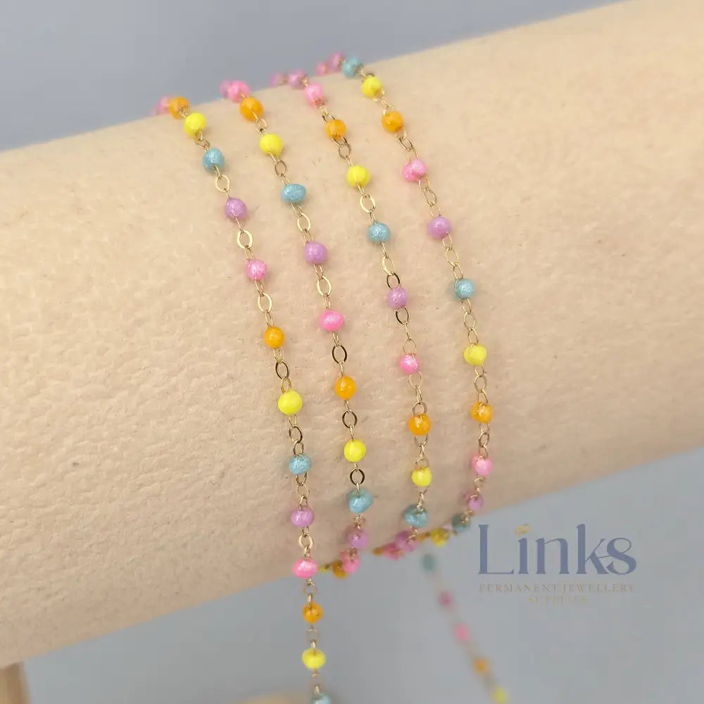 1.5mm Candy Enamel Flat Cable Chain - 925 Sterling Silver & 14k Gold Filled