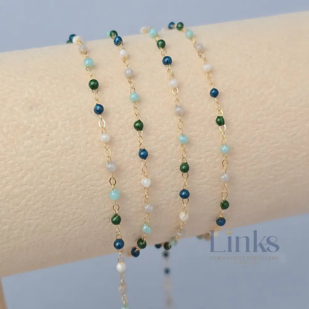 1.5mm Fern Enamel Flat Cable Chain - 925 Sterling Silver & 14k Gold Filled