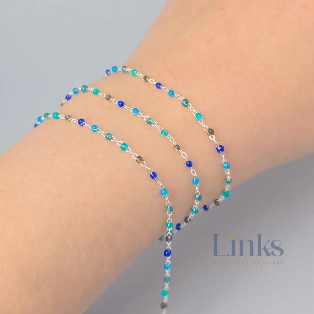 1.5mm Ocean Enamel Flat Cable Chain - 925 Sterling Silver & 14k Gold Filled