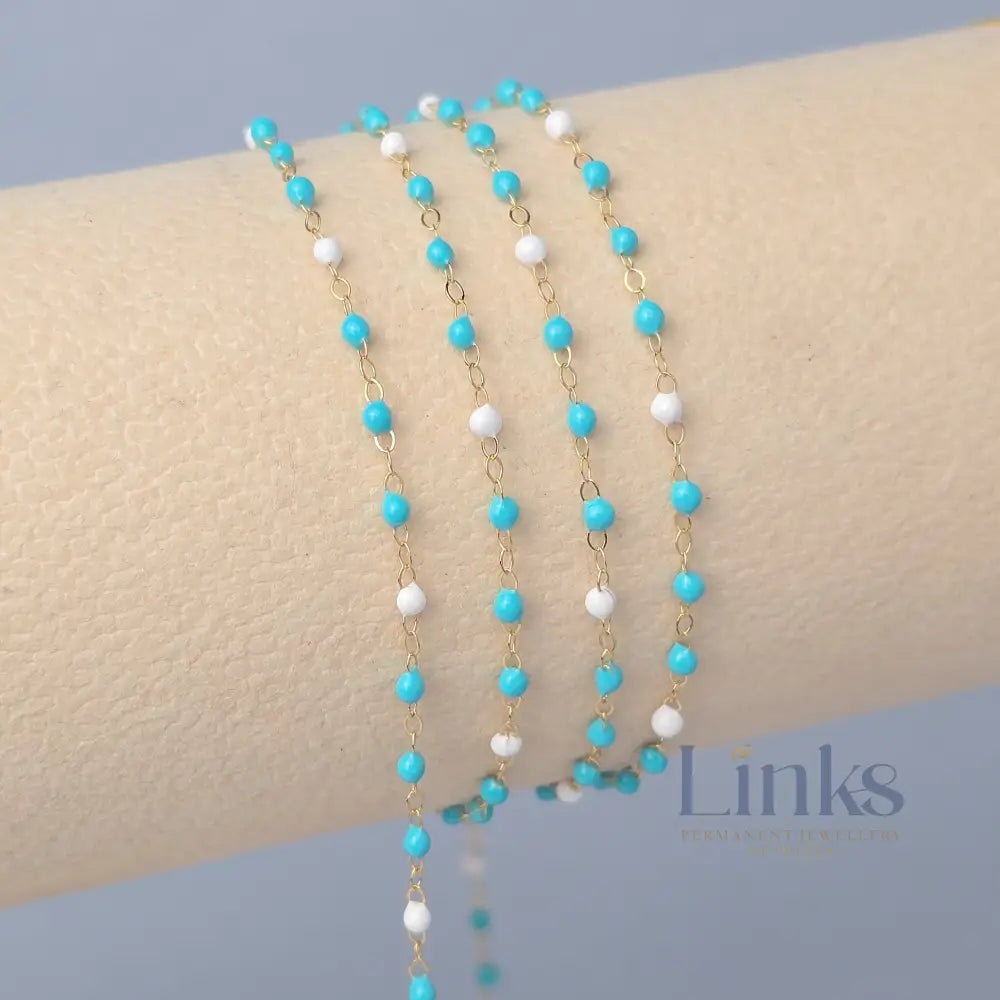 1.5mm Tiff Blue Enamel Flat Cable Chain