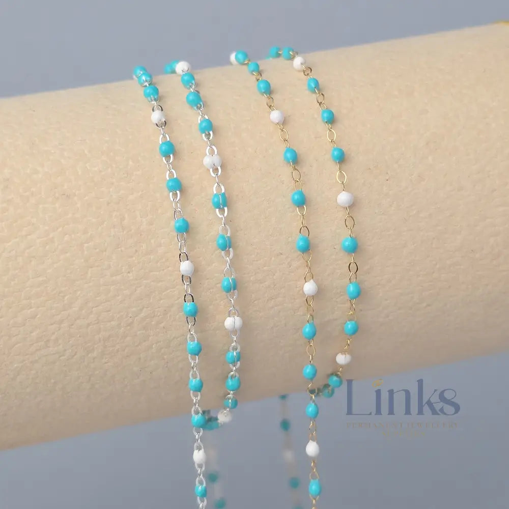 1.5mm Tiff Blue Enamel Flat Cable Chain