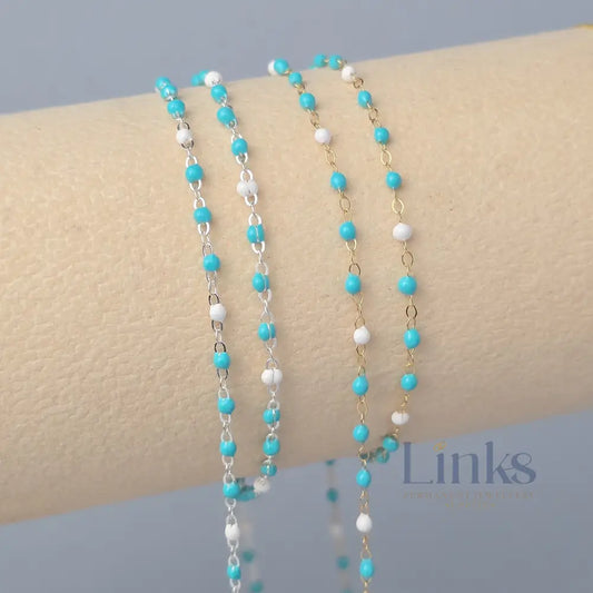1.5mm Tiff Blue Enamel Flat Cable Chain