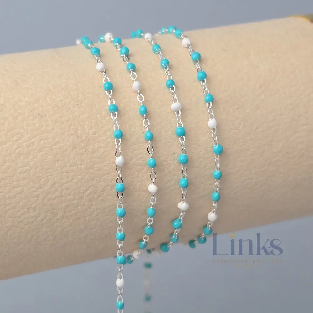 1.5mm Tiff Blue Enamel Flat Cable Chain