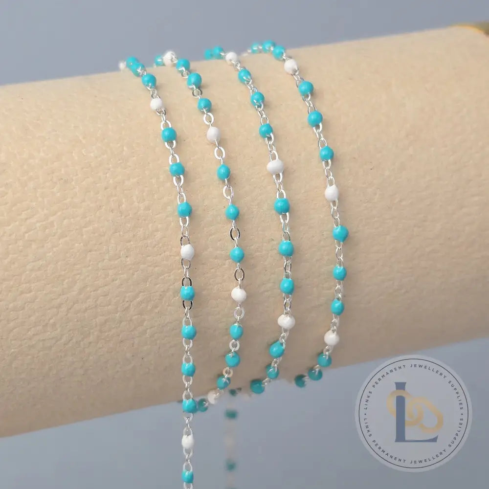 1.5mm Tiff Blue Enamel Flat Cable Chain