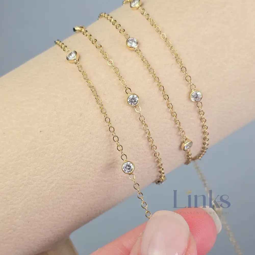 1.7mm Flat Cable Cubic Zirconia Chain - 14k Gold Filled 1 meter