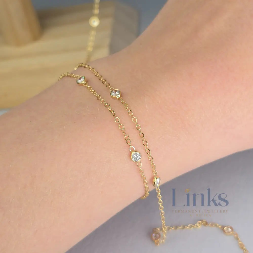 1.7mm Flat Cable Cubic Zirconia Chain - 14k Gold Filled 1 meter