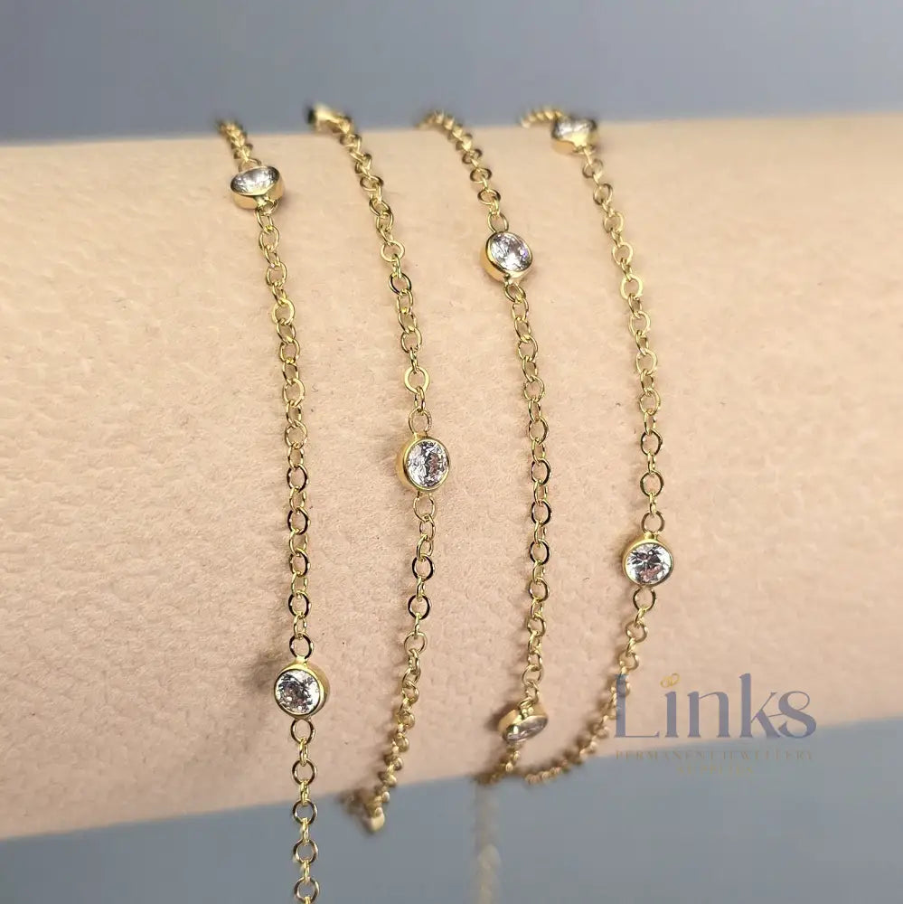1.7mm Flat Cable Cubic Zirconia Chain - 14k Gold Filled 1 meter