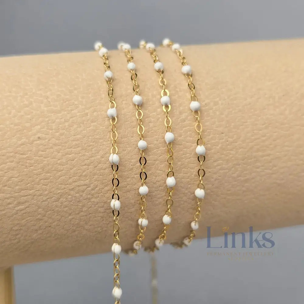 1.7mm White Enamel Flat Cable Chain - 925 Sterling Silver & 14k Gold Filled 14K Gold Filled / 1 Meter