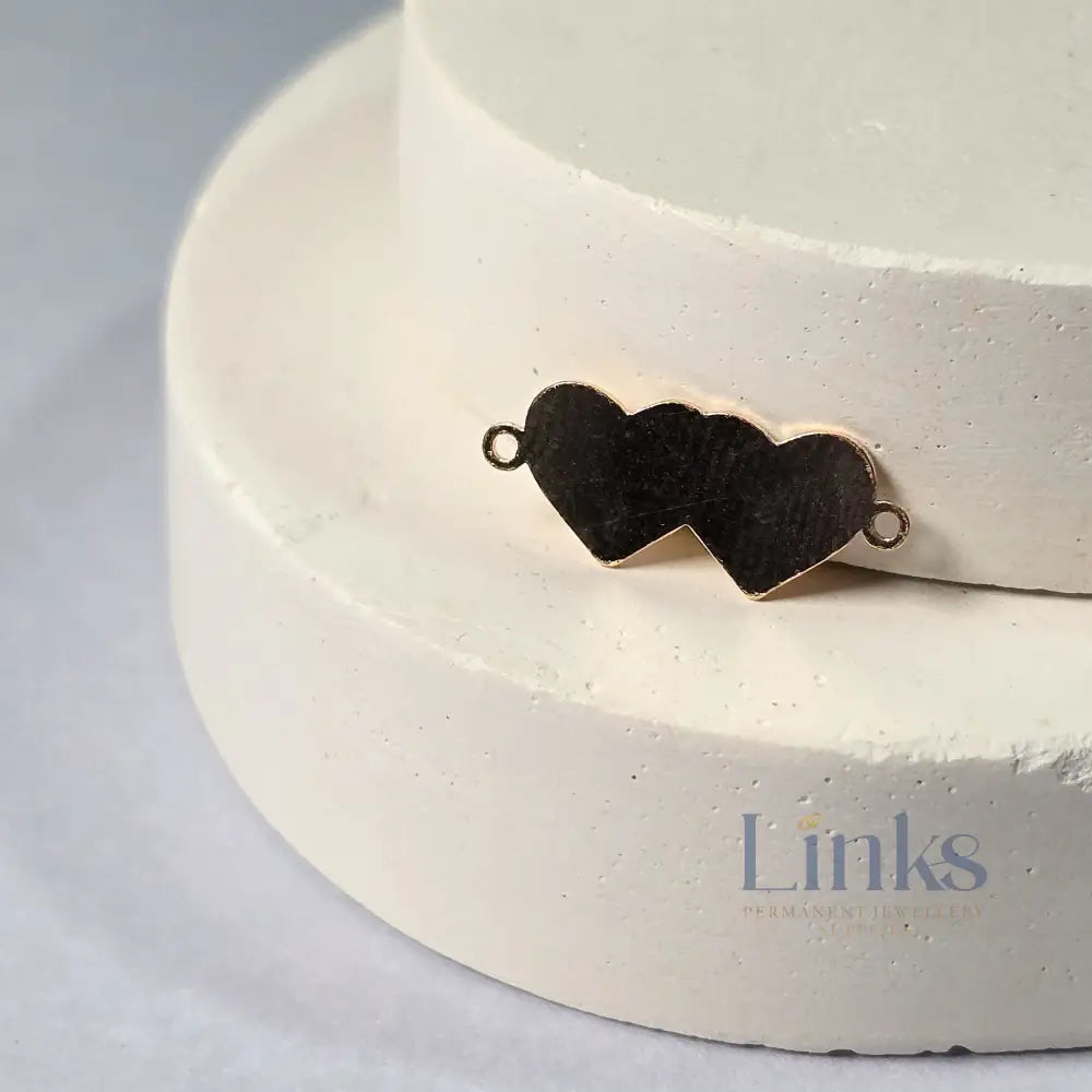 14K Gold Filled Blank Double Heart Connector