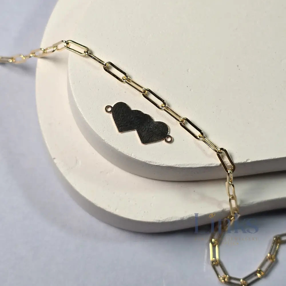 14K Gold Filled Blank Double Heart Connector