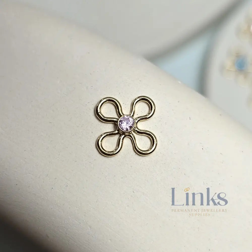 14k Gold Filled Crystal Flower Connector Charm - Links Permanent Jewellery Supplies