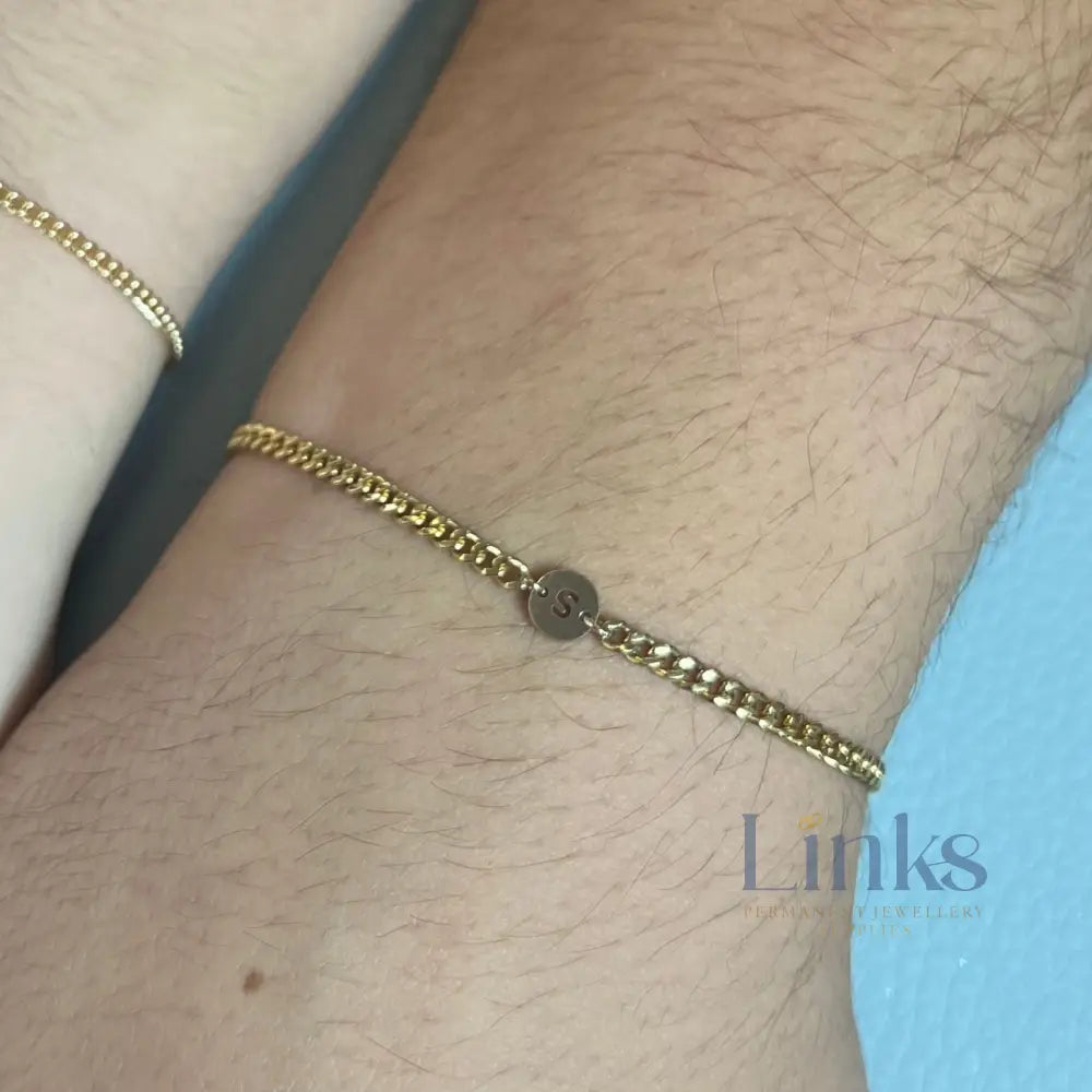 14K Gold Filled Round Initial Connector Charm