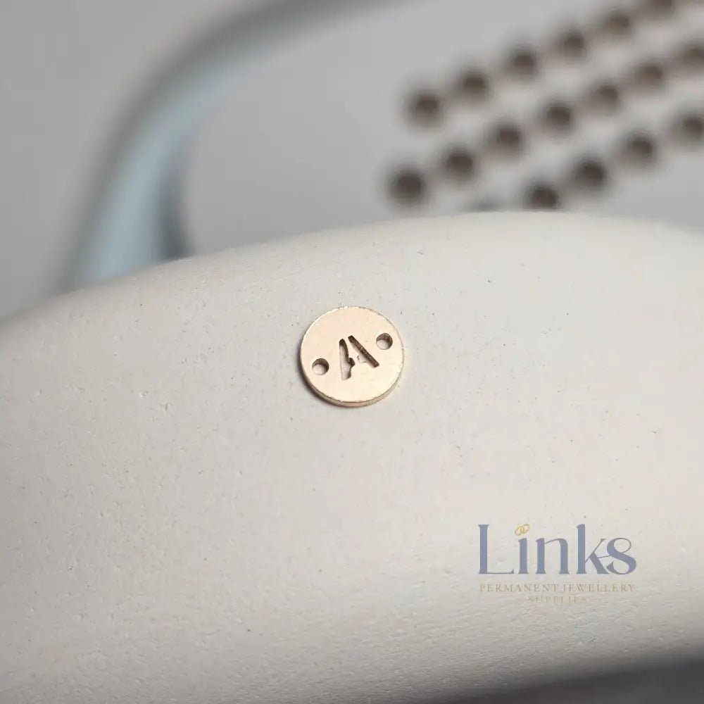 14k Gold Filled Round Initial Connector Charm - Links Permanent Jewellery Supplies