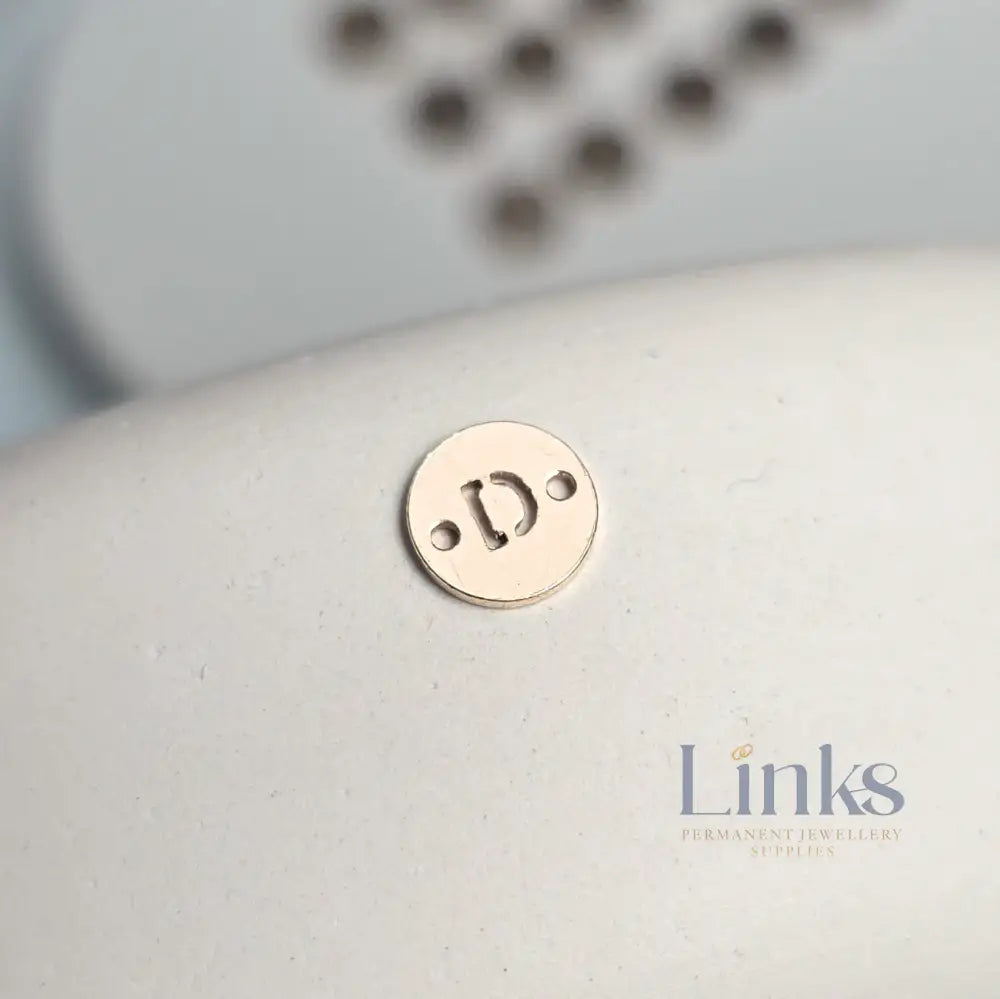 14k Gold Filled Round Initial Connector Charm - Links Permanent Jewellery Supplies