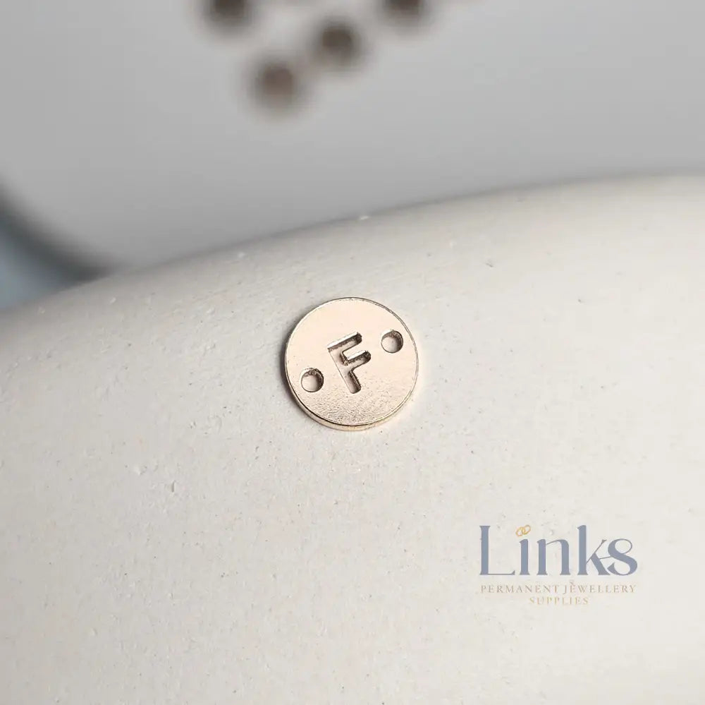 14k Gold Filled Round Initial Connector Charm - Links Permanent Jewellery Supplies