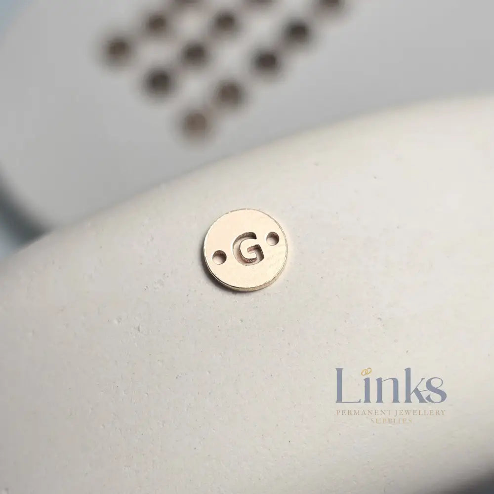 14k Gold Filled Round Initial Connector Charm - Links Permanent Jewellery Supplies