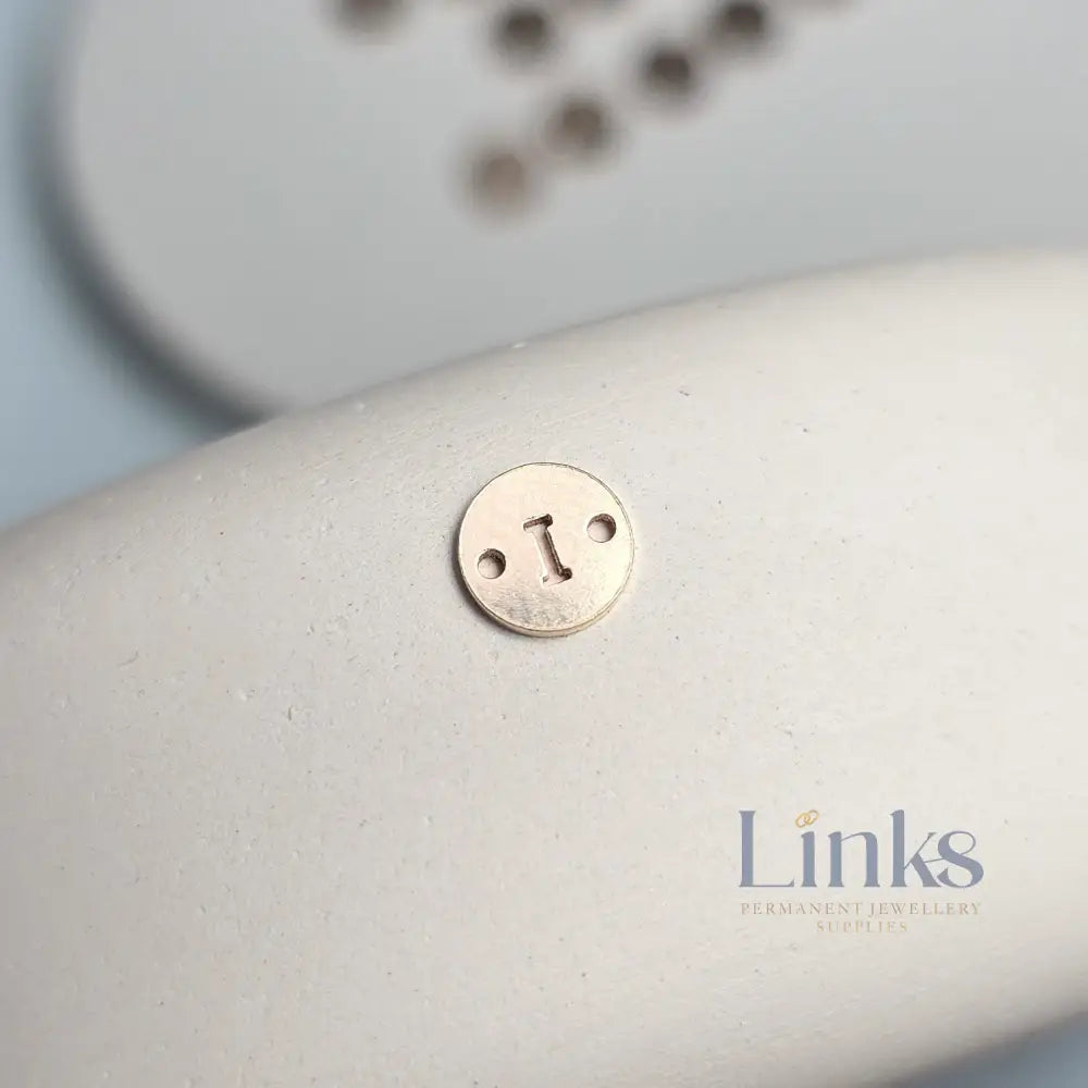14k Gold Filled Round Initial Connector Charm - Links Permanent Jewellery Supplies