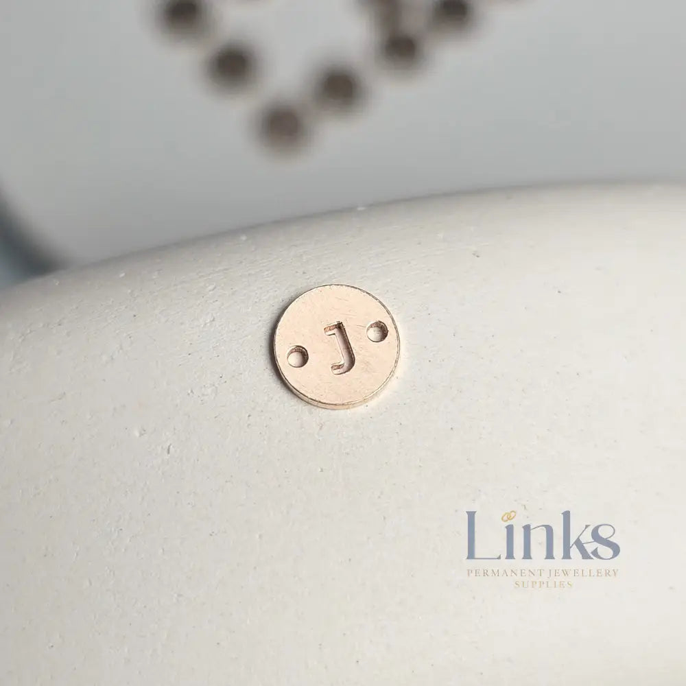 14k Gold Filled Round Initial Connector Charm - Links Permanent Jewellery Supplies