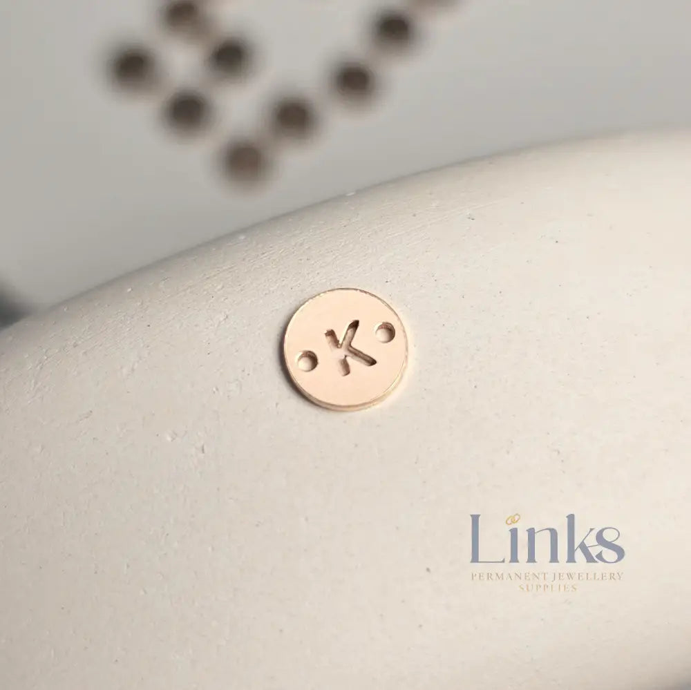 14k Gold Filled Round Initial Connector Charm - Links Permanent Jewellery Supplies