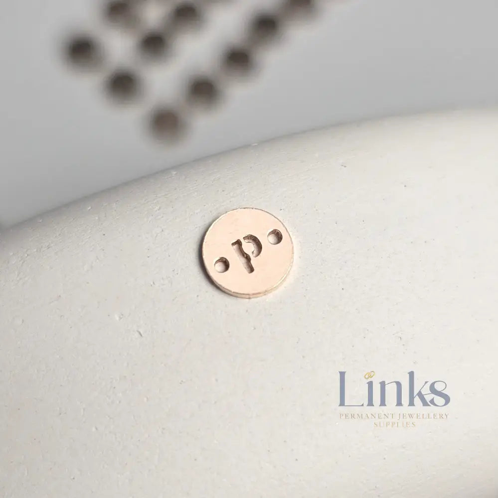 14k Gold Filled Round Initial Connector Charm - Links Permanent Jewellery Supplies