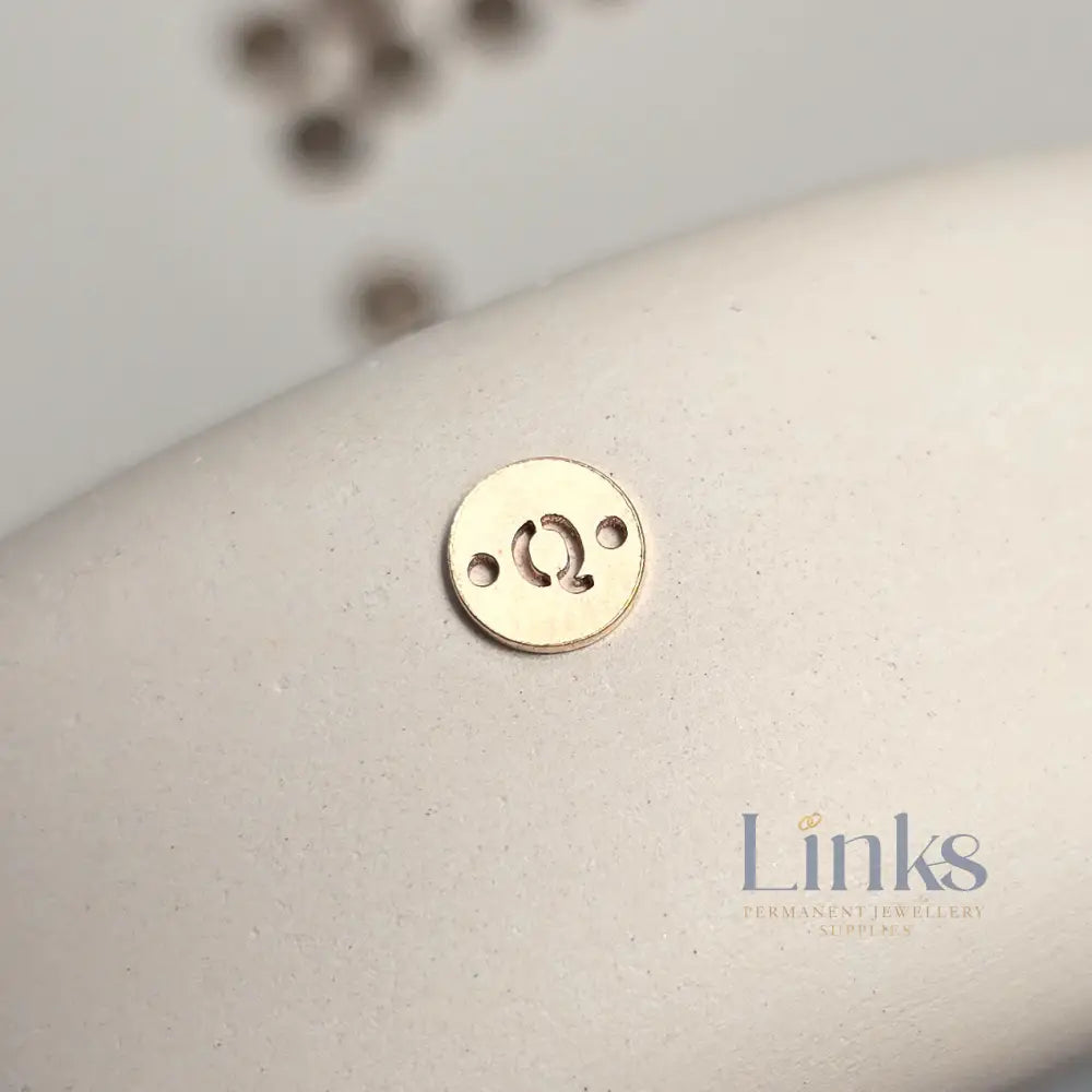14k Gold Filled Round Initial Connector Charm - Links Permanent Jewellery Supplies