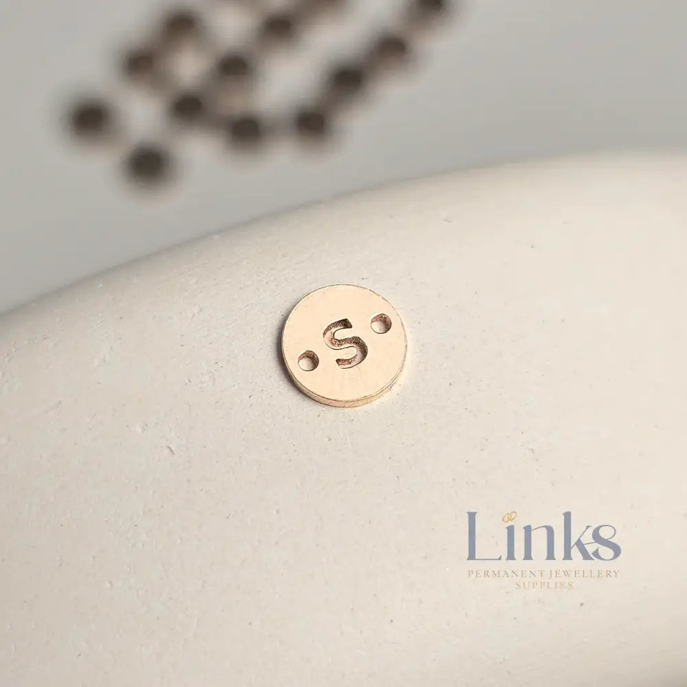 14k Gold Filled Round Initial Connector Charm - Links Permanent Jewellery Supplies