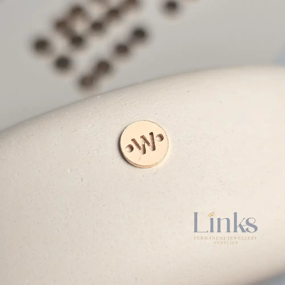 14k Gold Filled Round Initial Connector Charm - Links Permanent Jewellery Supplies