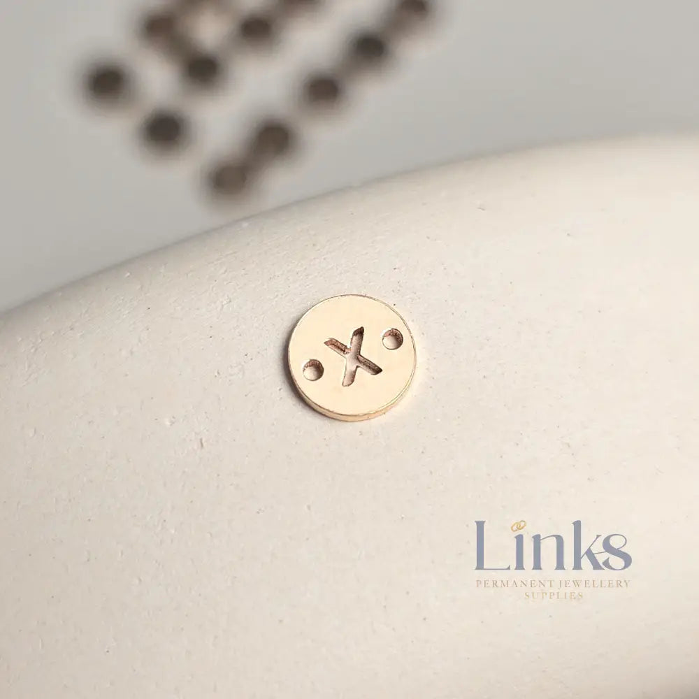 14k Gold Filled Round Initial Connector Charm - Links Permanent Jewellery Supplies