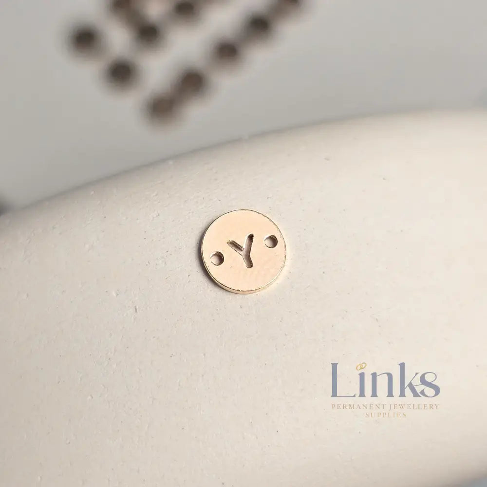 14k Gold Filled Round Initial Connector Charm - Links Permanent Jewellery Supplies