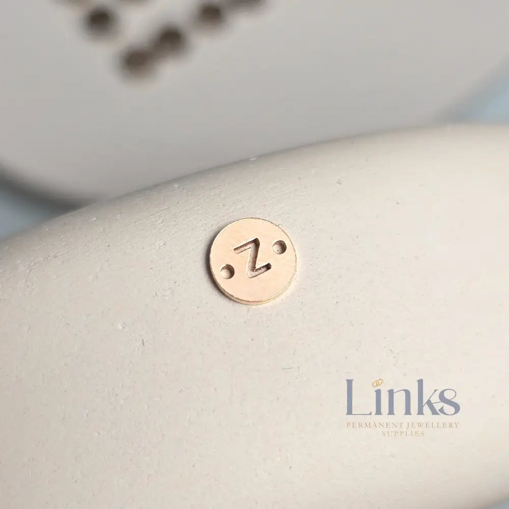 14k Gold Filled Round Initial Connector Charm - Links Permanent Jewellery Supplies