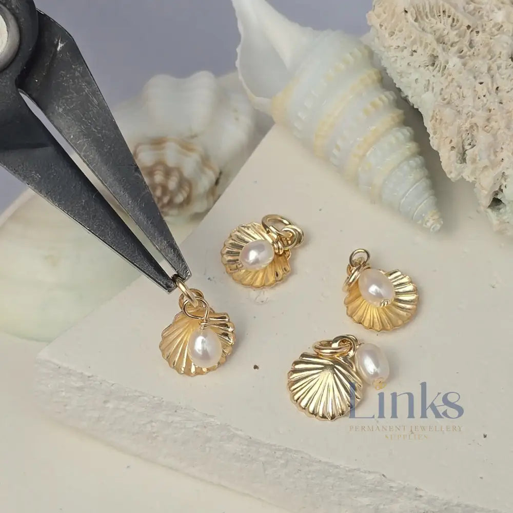14k Gold Filled Shell & Freshwater Pearl Charm 14k Gold Filled