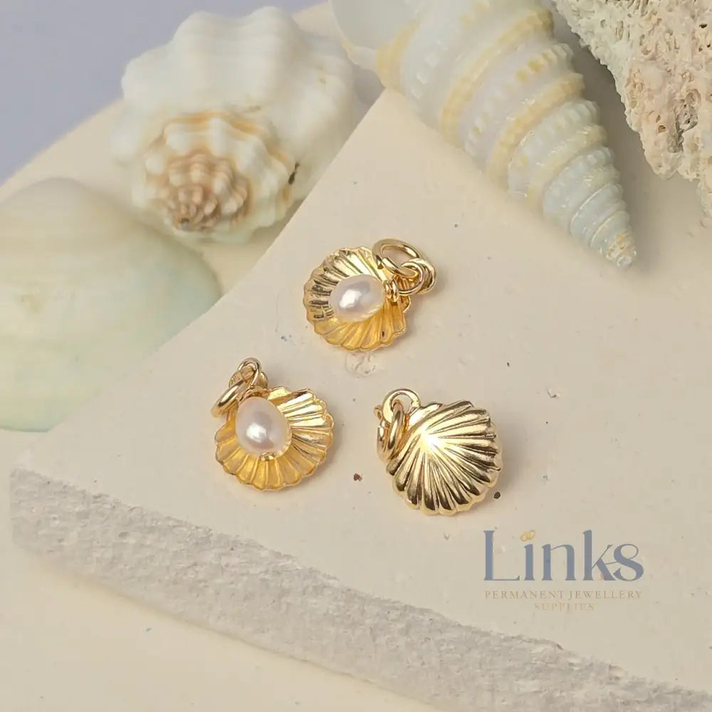 14k Gold Filled Shell & Freshwater Pearl Charm 14k Gold Filled