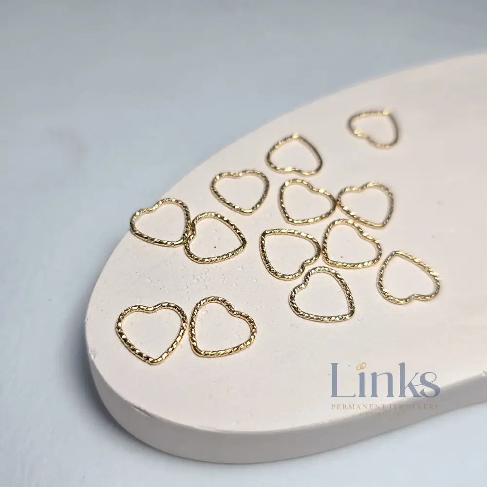14k Gold Filled Sparkle Heart Connector - Links Permanent Jewellery Supplies