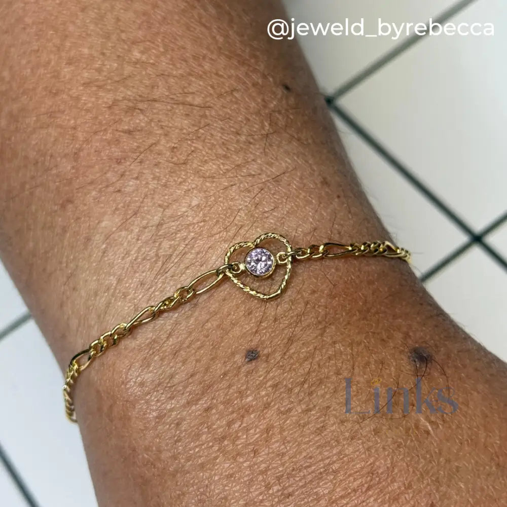 14K Gold Filled Sparkle Heart Connector