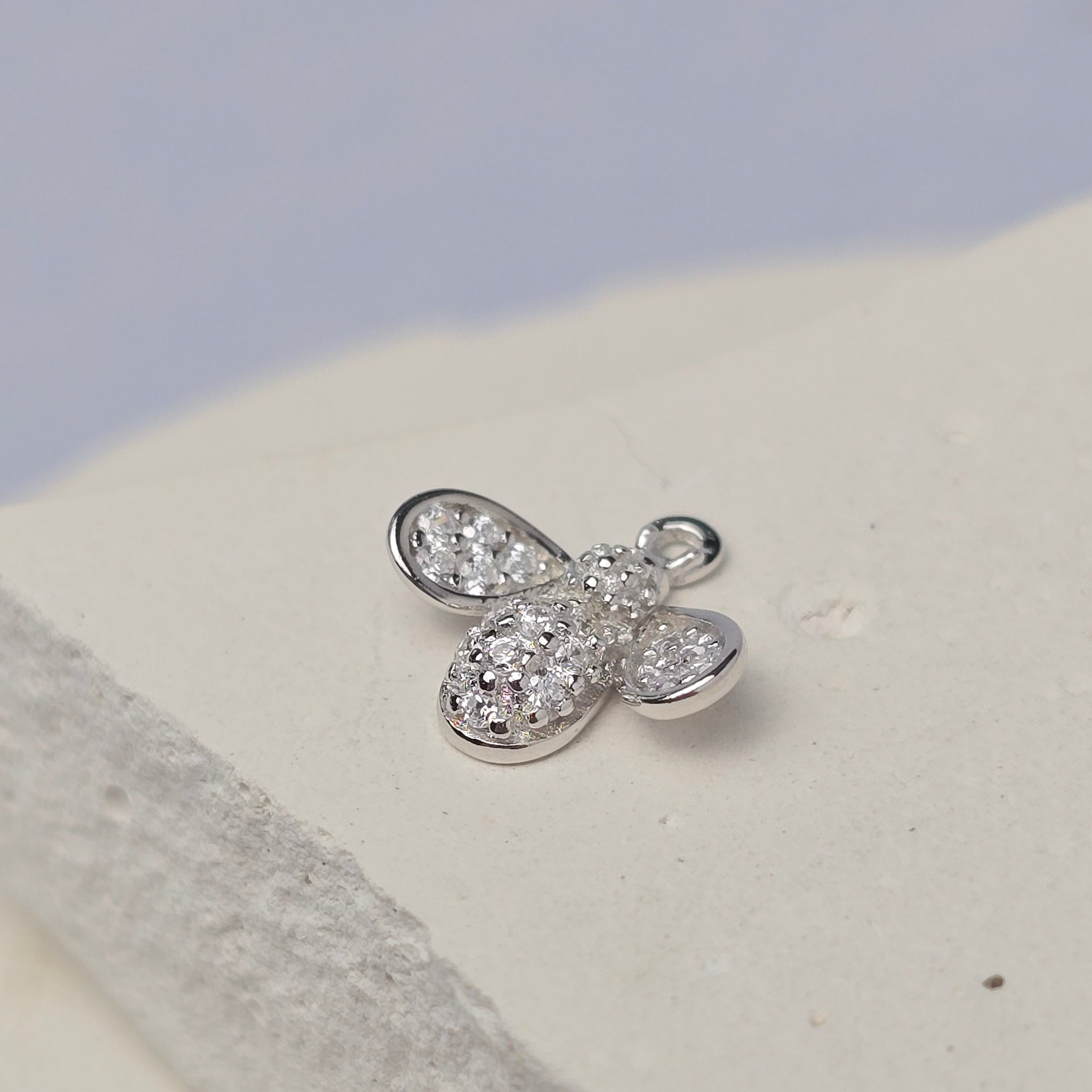 Sterling Silver Cubic Zirconia Bee Charm