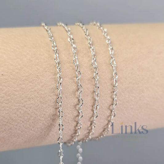 2.2mm 925 Sterling Silver Sunburst Heart Chain 1 meter