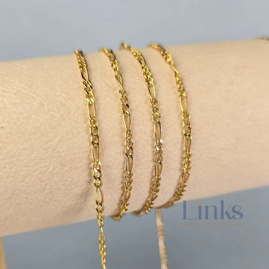 2.4mm Chunky Figaro Chain - 14K Gold Filled & 925 Sterling Silver 14K Gold Filled / 1 Meter
