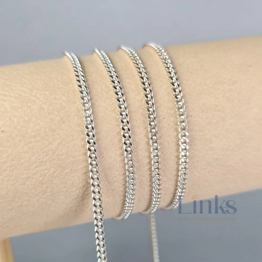 2.5mm 925 Sterling Silver Cuban Curb Chain 1 meter