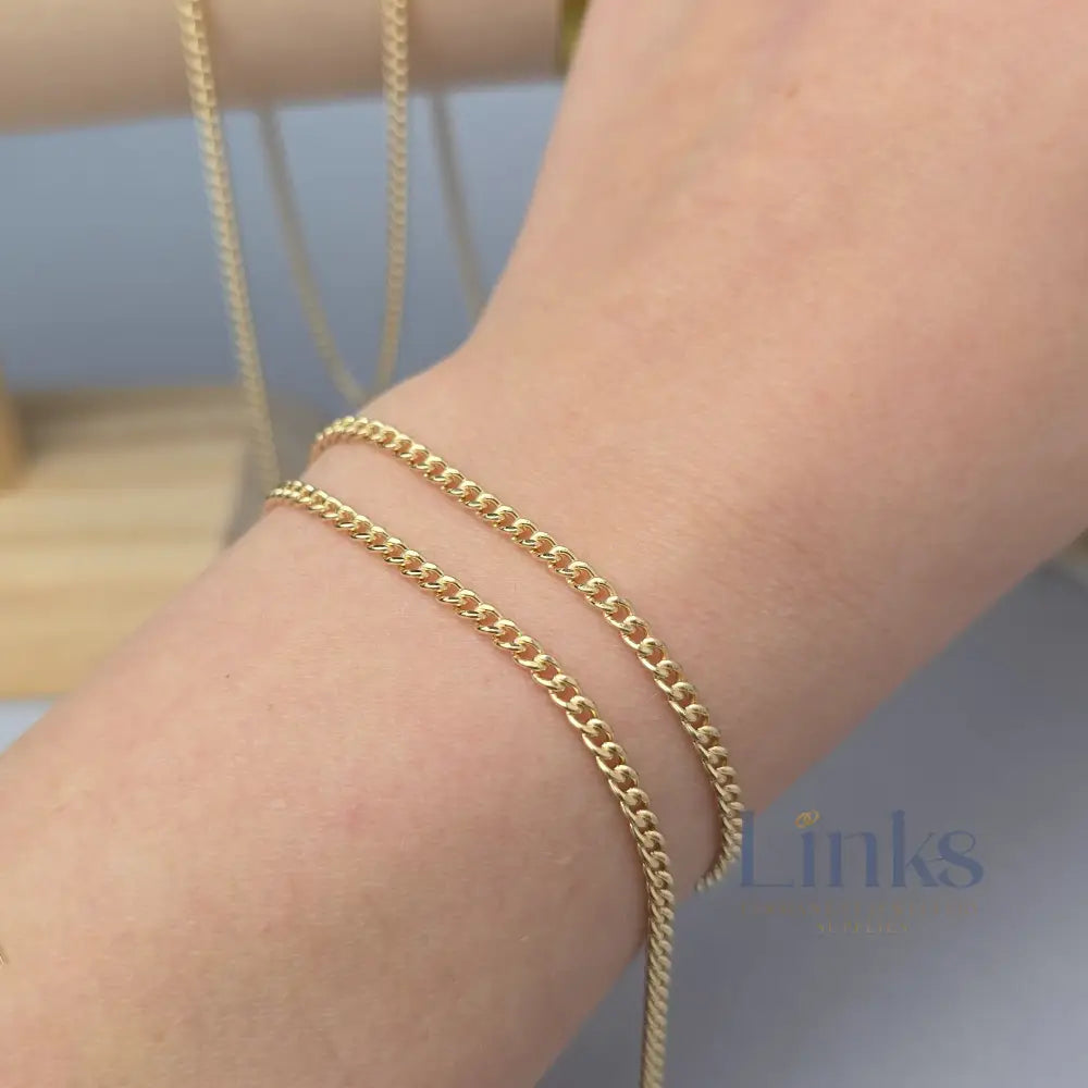 2.7mm 14k Gold Filled Cuban Curb Chain 1 meter