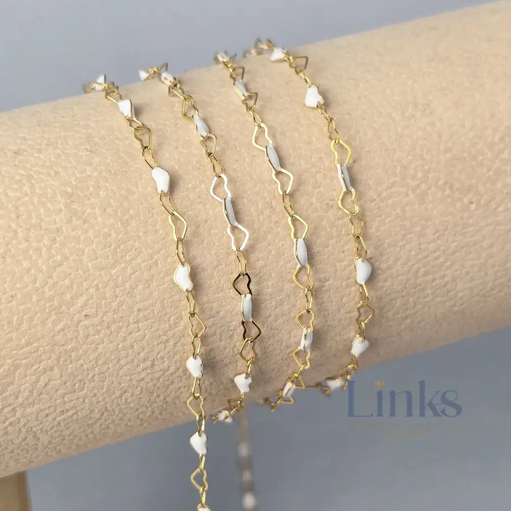 2.8mm Enamel Heart Chain - 14K Gold Filled & 925 Sterling Silver 14K Gold Filled / 1 Meter