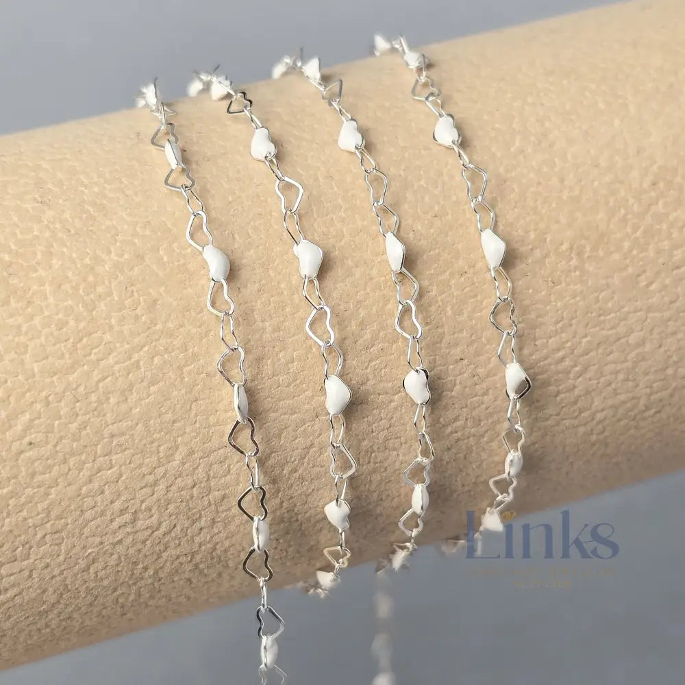 2.8mm Enamel Heart Chain - 14K Gold Filled & 925 Sterling Silver 925 Sterling Silver / 1 Meter