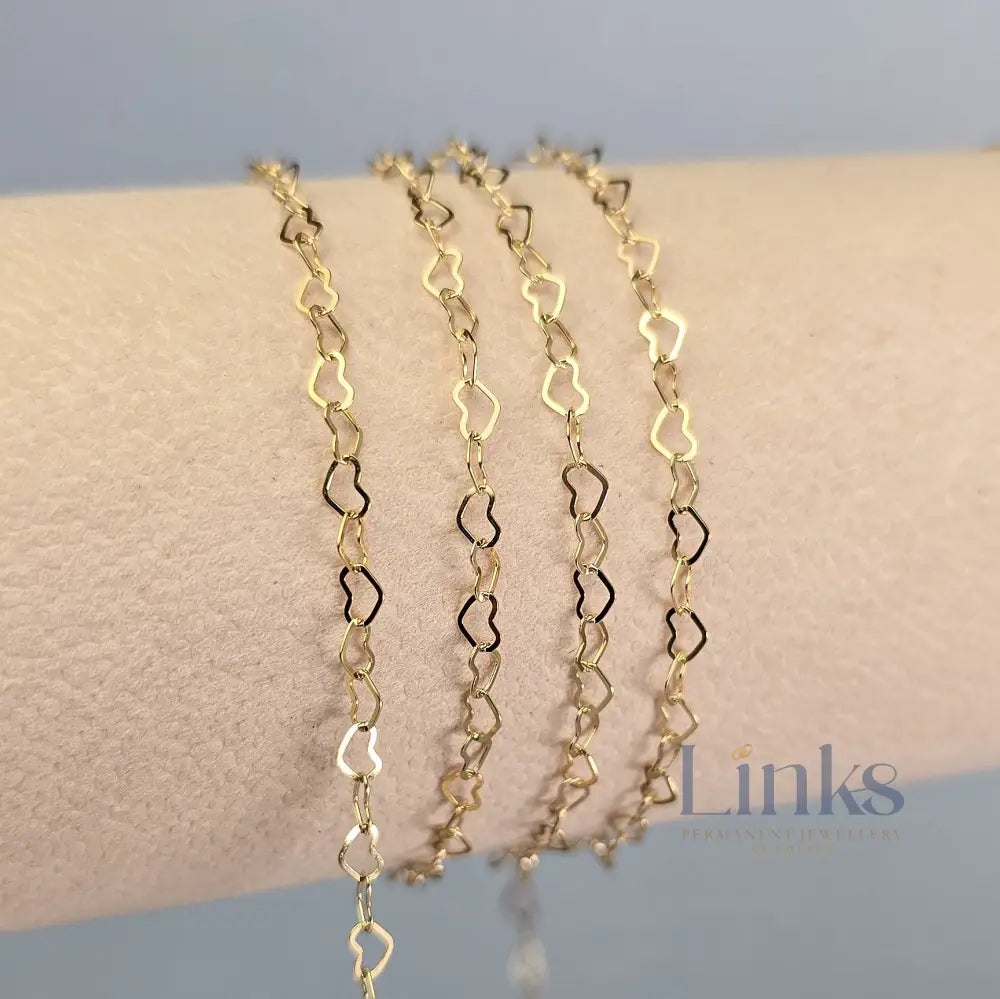2.8mm Heart Chain - 14K Gold Filled & 925 Sterling Silver 14K Gold Filled / 1 Meter