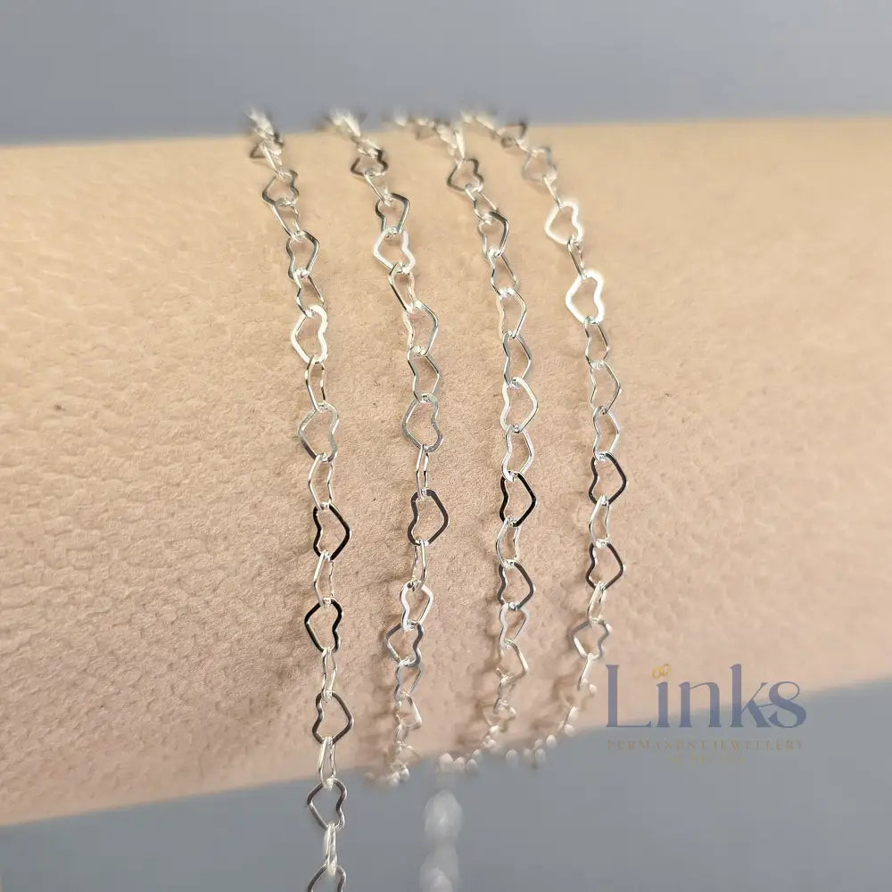 2.8mm Heart Chain - 14K Gold Filled & 925 Sterling Silver 925 Sterling Silver / 1 Meter